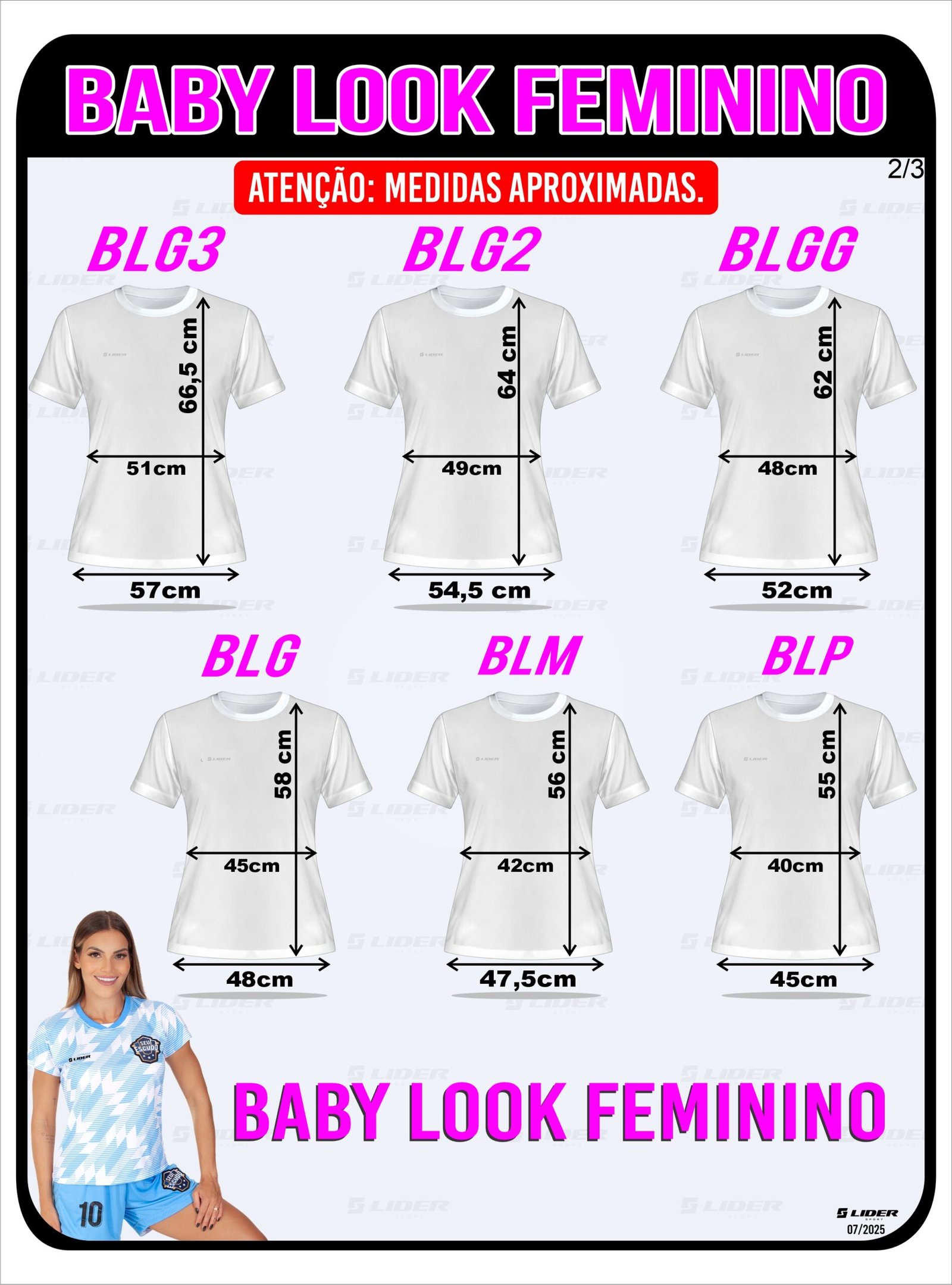 Lider Sport - uniformes esportivos - Tamanhos - Adulto Convencional